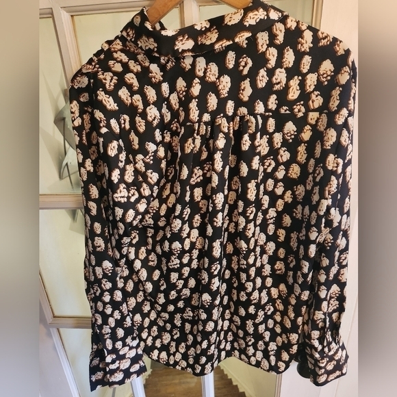 Topshop retro design button down, black size 6 blouse - Picture 4 of 5
